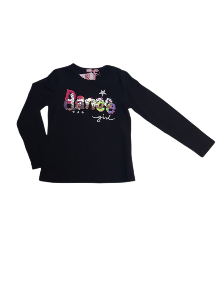 παιδική μαύρη μπλούζα που γράφει "dance"