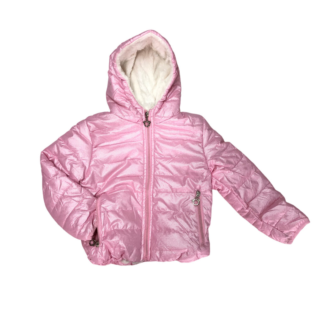 παιδικό ροζ μπουφάν με γούνα εσωτερικά
