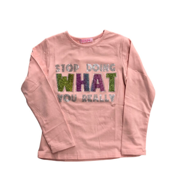 παιδική ροζ μπλούζα που γράφει stop doing what you really