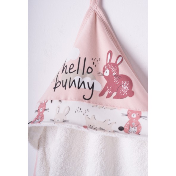 Βρεφική μπουρνουζοπετσέτα ΕΒΙΤΑ mini "Hello Bunny" για κορίτσια