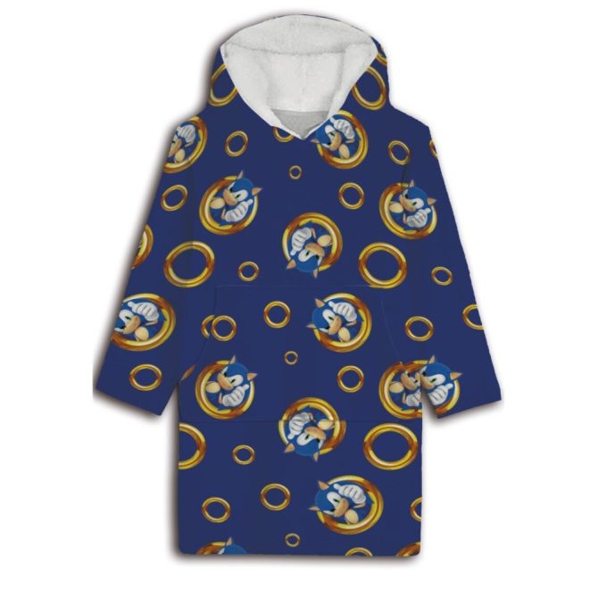 Κουβέρτα poncho ενηλίκων Sonic the Hedgehog από μαλακό polar fleece 85×85 εκ.